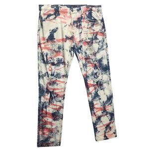 Waimea Mens Distressed Skinny Slim Red Wash Spandex Stretch Denim Jeans